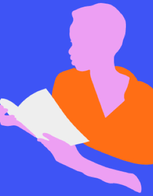 illustration of person reading clinical trial publications