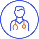 doctor icon illustrating contact for medical representative